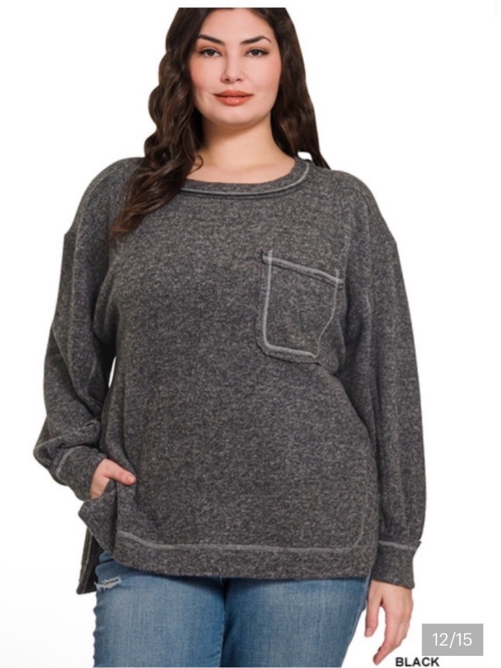 Zenana Cozy Gray Pocket Women’s Sweater